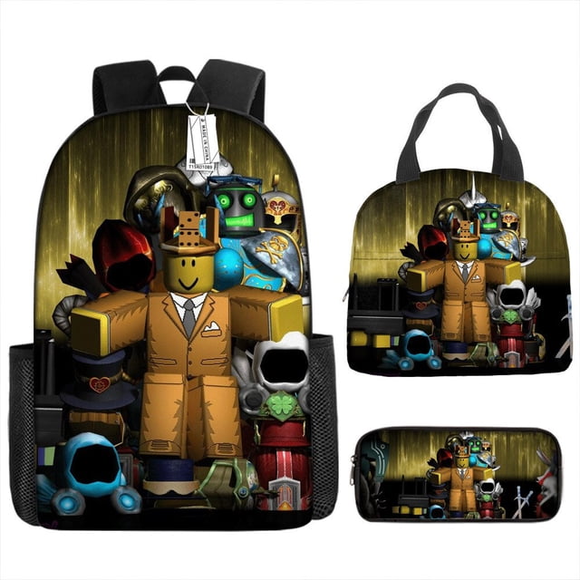 ROBLOX-mochila con diseño de mundo Virtual para estudiantes de primaria y secundaria, morral escolar de Anime, caja de papelería de dibujos animados