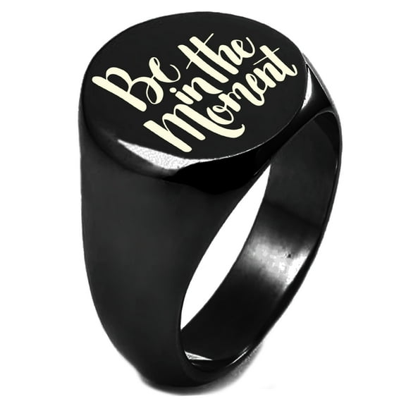 Sterling Silver Be in the Moment Engraved Round Flat Top Polished Ring