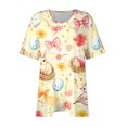 thumbnail image 4 of Pisexur Printemps Tops for Women 2025 Women Mode Été Imprimé Régulier Women Manches Courtes Col Rond Womens Tops Multicolore,2TG, 4 of 7