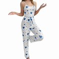 thumbnail image 1 of Pijama de Dos Piezas con Top Corto con Estampado de Corazones y Pantalones Anchos para Mujer. Ropa de Dormir para Estar en Casa. Amor Azul M, 1 of 7