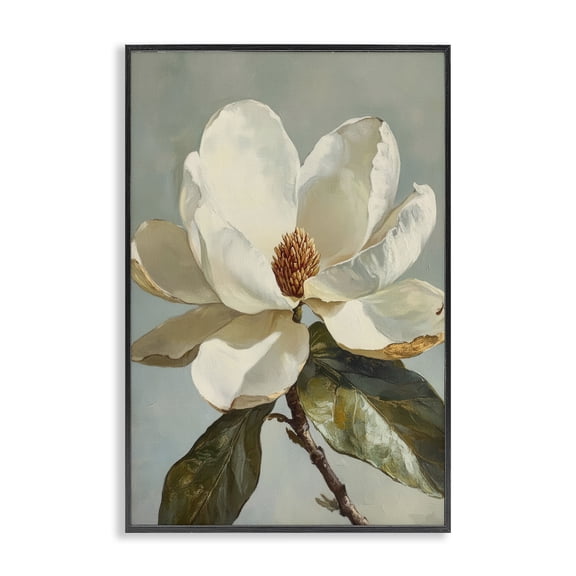 Stupell Industries Contemporary Blossomed White Magnolia Floral Black Framed Giclee Art, 12 x 18, by Petals Prints Design