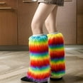 thumbnail image 4 of Women Girls Vintage Warm Bright Rainbow Leg Warmers Fuzzy Leg Cover Harajuku Boot Cuffs Long Socks for Winter Days, 4 of 10