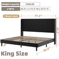 thumbnail image 3 of Frostbloom King Size Velvet Platform Bed Frame with Vertical Channel Tufted Wingback Headboard, Black, 3 of 8