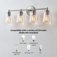 thumbnail image 5 of KAWOTI Bathroom Vanity Light over Mirror, Modern Wall Light with Clear Glass Shades(Brushed Nickel), 5 of 7