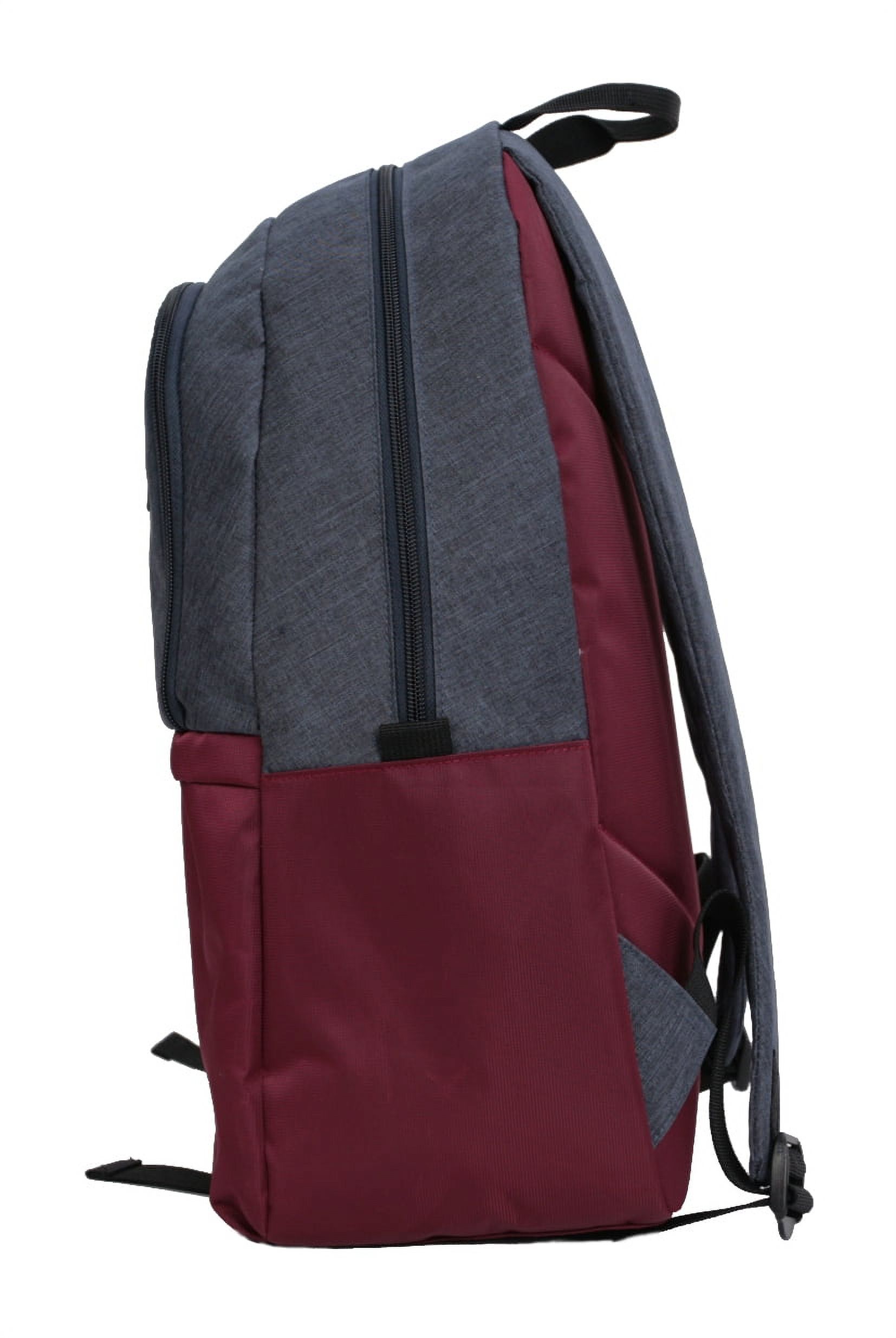Protege 18" Heather Colorblock Adult Backpack, Navy/Maroon - Unisex - image 2 of 5