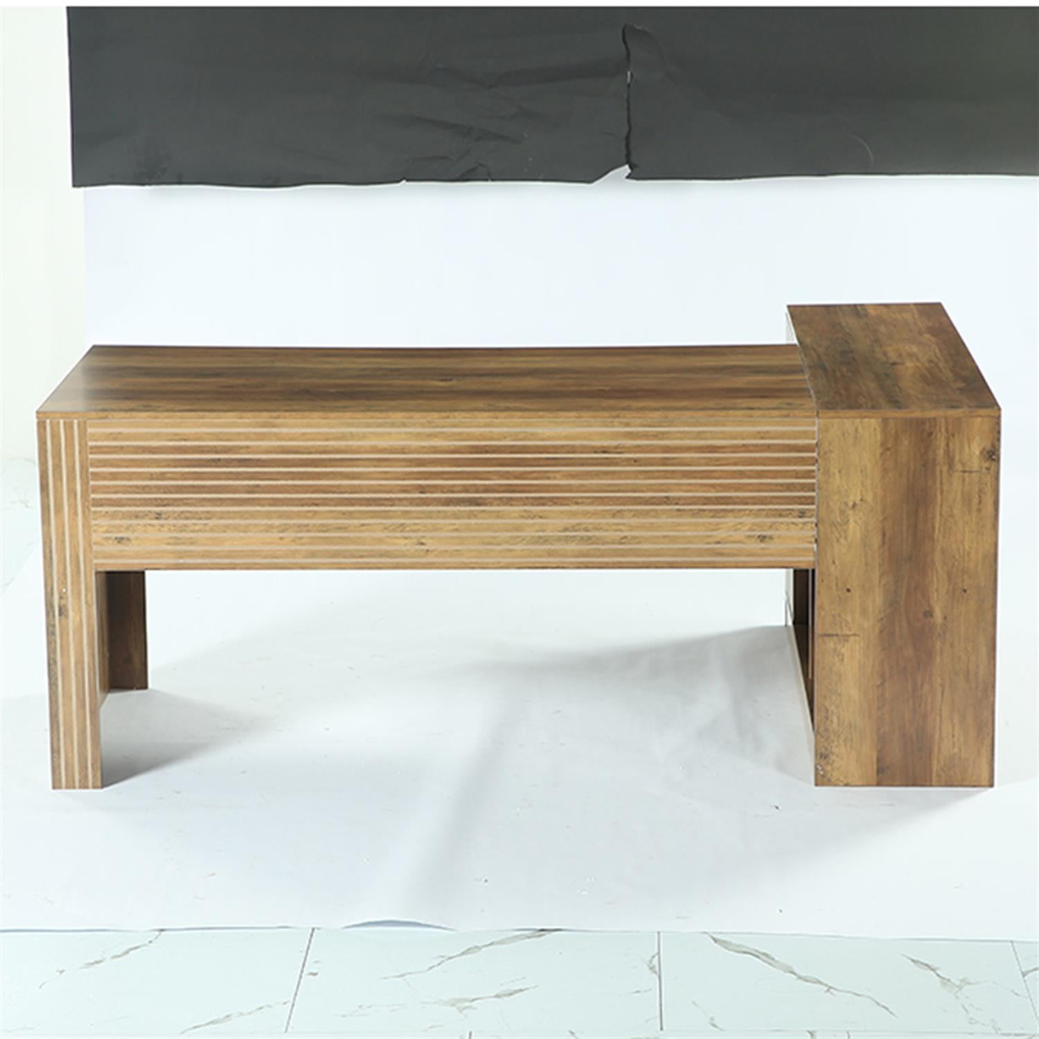 Demi Bonn 72" L-Shaped Desk, Executive Desk Office Computer Desk with Cabinet for Home Living Room, Office, Brown