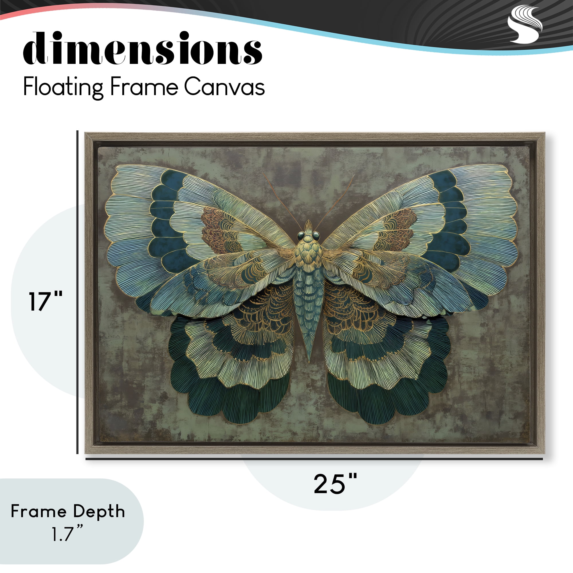 Stupell Industries Golden Jewel Butterfly Brown Framed Floater Canvas Wall Art, design by Petal Prints Design