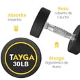thumbnail image 2 of Par de Mancuernas Redondas de Acero y Caucho Tayga 30LB., 2 of 4