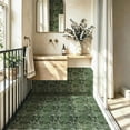 thumbnail image 2 of 10 Pcs Dark Green Marble Peel and Stick Floor Tiles, 12x12 in Covers 10 Sq. Ft. Self‑Adhesive DIY Vinyl Flooring, Removable & Waterproof for Bathroom, Kitchen, Walls, Bedroom, 2 of 8