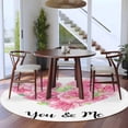 thumbnail image 3 of Round Rug 6Ft Washable Non-Slip, Valentine's Day Circle Area Rugs for Living Room Bedroom, Pink Roses Love Heart Romantic Indoor Floor Mats Carpet Runner for Home Decor Aesthetic, 3 of 8