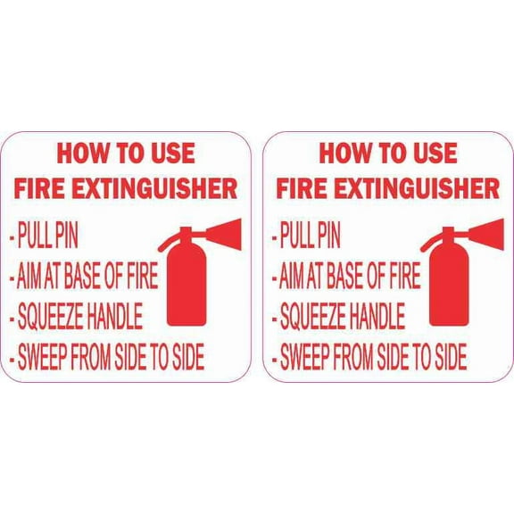 2.5in x 2.5in How to Use Fire Extinguisher Stickers
