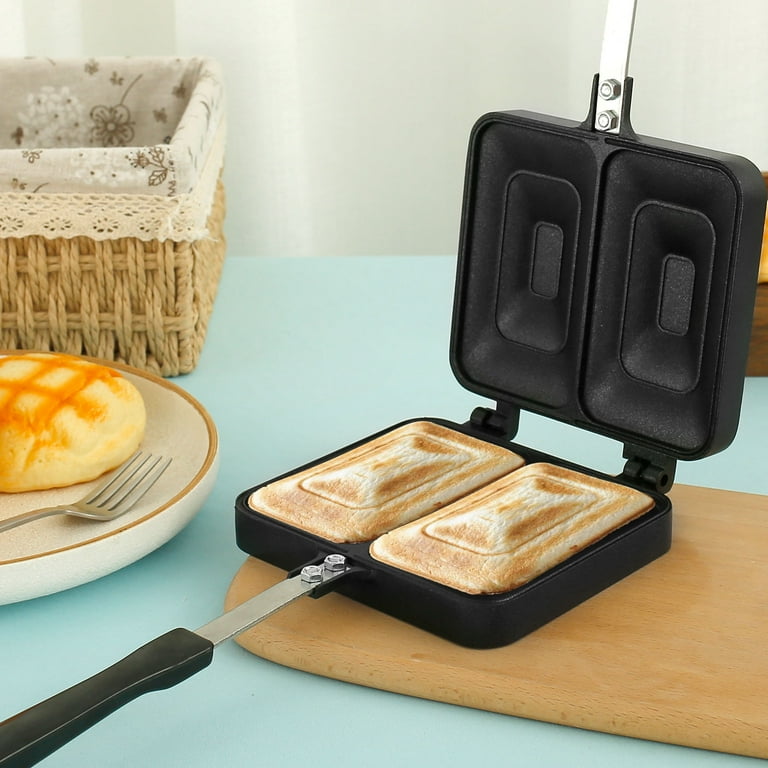 Austok Double-Sided Sandwich Maker, 2-Chamber Aluminum Grill Pan