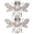 thumbnail image 1 of 1 Pair Bee Shape Clip On Shoe Clips Rhinestone Bridal Shoe Embellishments, 1 of 9
