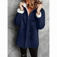 thumbnail image 6 of Women'S Fleece Collar Long Sleeve Hooded Button-Down Jacket with Pockets Blue & White XXL, 6 of 8