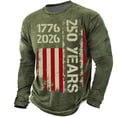 thumbnail image 4 of 250 Anniversary Usa Shirt Anniversary Graphic T Shirt Commemorative Print Casual Long Sleeve Mens Graphic Tees Army Green L, 4 of 5