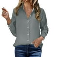 thumbnail image 4 of Wyobmus Women's Button Down Shirts 4-Way Stretch Collared Dress Shirts Long Sleeve Wrinkle Free Blouse formal Office Work Tops Gray, 4 of 5