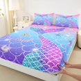 thumbnail image 4 of Castle Fairy Glitter Mermaid Tail Tile King Sheets 4pcs,Starfish Shell Pastel Scale Seamless Print Bedding,Pink Lavender,1 Fitted Sheet,1 Flat Sheet and 2 Pillowcases, 4 of 6
