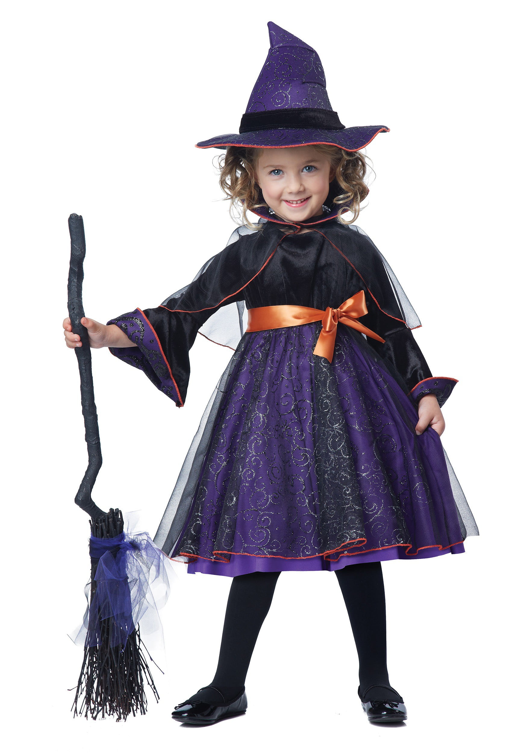 Red Witch Girls Fancy Dress Spooky Kids Childs Witches Halloween Costume Outfit 