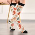 thumbnail image 5 of FORMRS Womens Knee High Socks Casual Long Thick Travel Daily Wear, 1 Pair, Red Autumn Leaves, 5 of 6