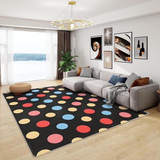 Polka Dot Rug Kids Room - 4x6 Rug - Polka Dot Rug - Cute Multicolor Dots Area Rug - Girls Colorful Dot Rugs - Geometric Carpet