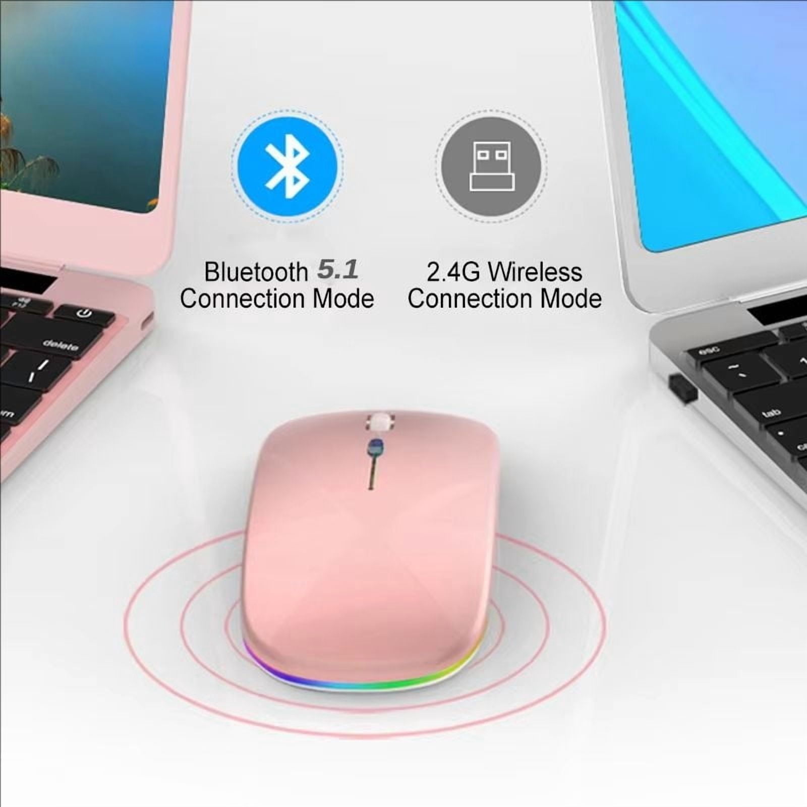 Rechargeable wireless mouse for macbook, bluetooth 5.1, 2.4Ghz, usb, rgb, 1600dpi, tablet, computer, laptop, pc
