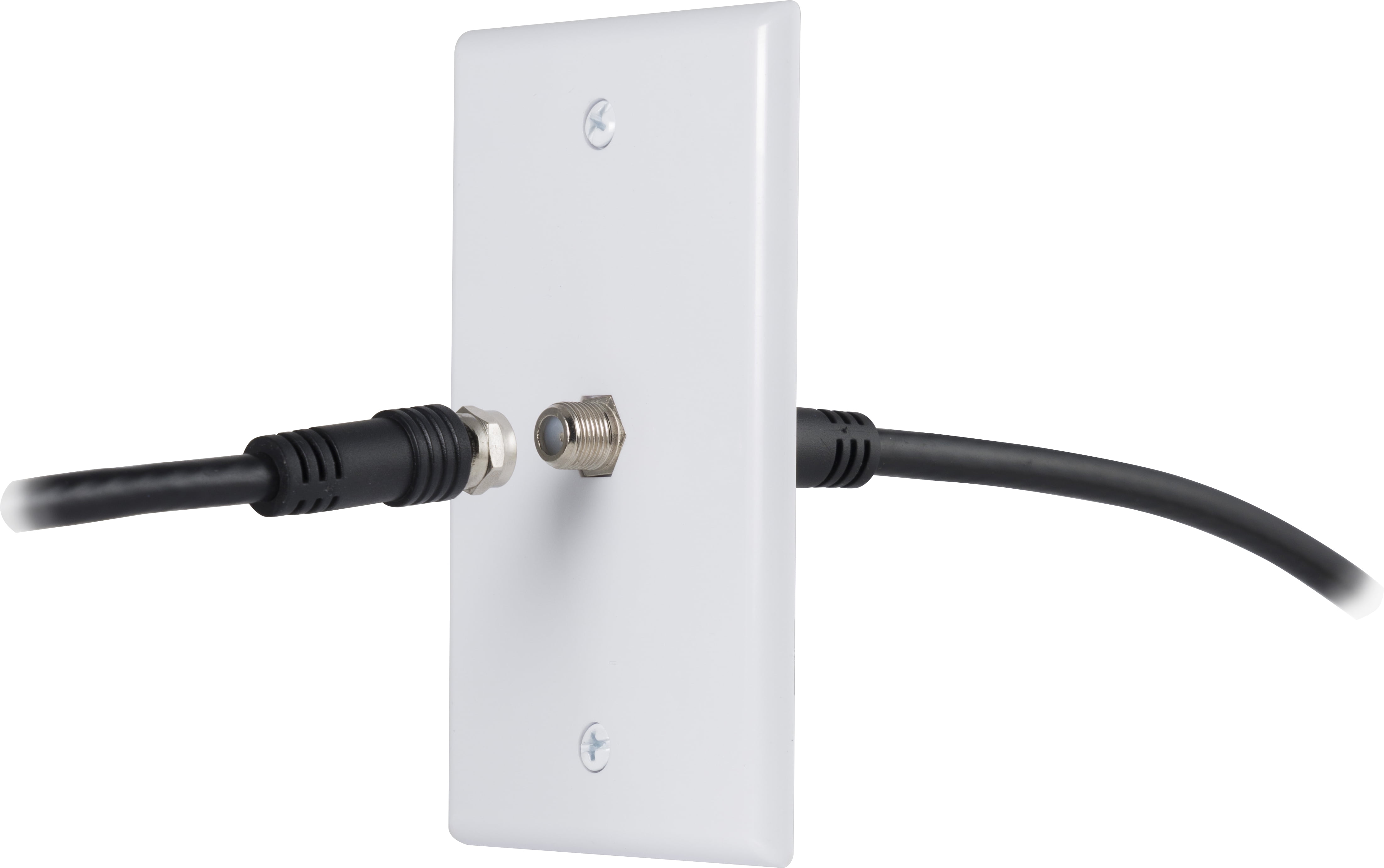 GE Coaxial Wall Plate, F-Type Connection, 1 Port, White, 5in, 40050