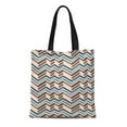 thumbnail image 1 of JSDART Sac en Toile Réutilisable Sac de Courses Motif Zigzag Abstrait Couleurs Rétro Chevron Marron et Turquoise Sac Fourre-Tout Classique, 1 of 1