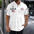 thumbnail image 2 of CONZONE 250 Anniversary Usa Mens Buttons Down Shirts Short Sleeve Independence Day Shirts for Men Trendy Patriotic Usa Letter Graphic Lapel Soft Lightweight Tops, 2 of 5
