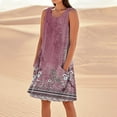 thumbnail image 1 of WILLBEST Vestidos De Verano Vestido De Lino Para Mujer Vestido De Playa Informal Hasta La Rodilla Vestido Sin Mangas Vestido Casual Estampado De Verano Con Bolsillos, 1 of 3