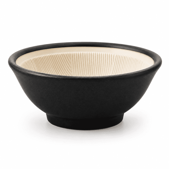 ABCISI Ceramic Grinding Bowl, Japanese Style Mortar Bowl with Ridged Interior, Black Mixing and Serving Bowl for Garlic Spices Sesame Guacamole and Kitchen Food Prep