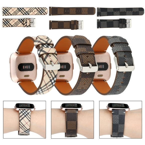 Compatible with Fitbit Versa/Versa Lite Bands, Soft Leather Watch Band Strap Replacement Wristband for Fitbit Versa Smart Fitness Watch for Women Men