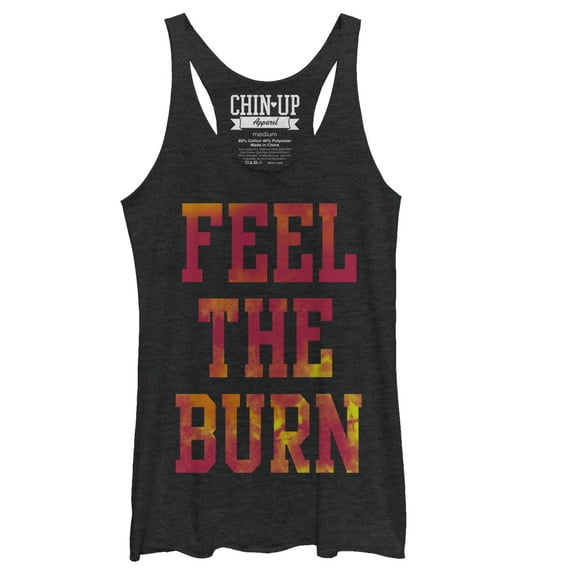 Women's CHIN UP Feel the Burn Racerback Tank Top Black Heather Small