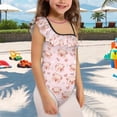 thumbnail image 3 of Uorisanigo Girls Swimsuit One Piece Cute Pig Swimwear Bathing Suit Ruffle One Shoulder Summer Vacation Beach Swimming Suit, Size 3-4, 3 of 7