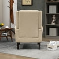 thumbnail image 3 of Camel Color Pu Leather Armchair, Wood Structure, For Bedroom & Living, Modern Accent Chair With And Foam Fill, 23.23'' Arm Height, Living Room, 3 of 6