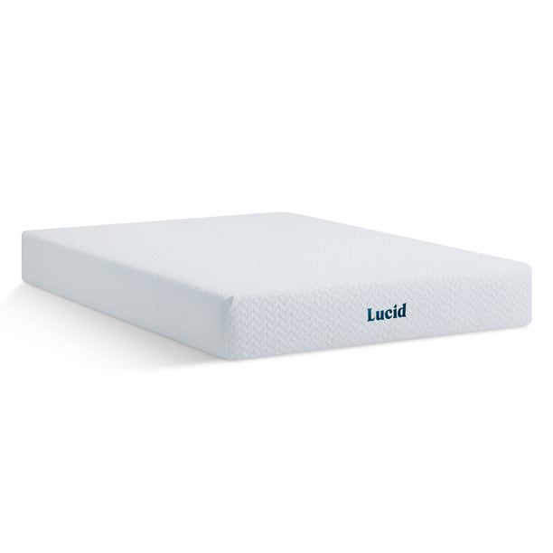 LUCID 10-inch Queen-size Gel Memory Foam Mattress with Tencel Sheet Set -  Bed Bath & Beyond - 14414184
