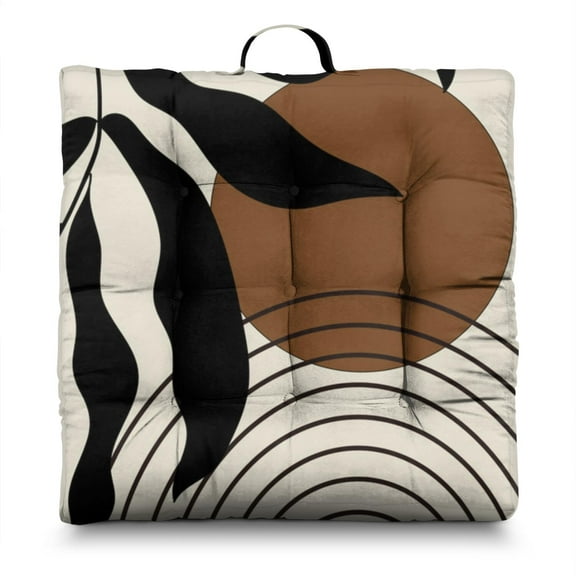 Striped Floor Pillow 22x22 Inch Square Bohemian Cushion, Vintage Aesthetic, Thick & Supportive for Yoga & Lounge