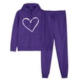 thumbnail image 2 of ibuvkizy Two Piece Sets for Women!Men's and Women's Sports Tracksuits Long Sleeve Pullover Hoodies Sweatshirt Loose Coat and Sweatpants Fall Winter Suit Purple,S, 2 of 7