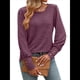 thumbnail image 1 of Blusas Casuales Holgadas de Larga y Corta Abullonada para Mujer, con Cuello Redondo y Botones. Rojo Púrpura L, 1 of 9