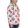 thumbnail image 3 of Picia Colorful Donuts Pattern Youth Hoodie - Warm Pullover Sweatshirt with Kangaroo Pocket, Ideal for Boys and Girls-Small, 3 of 6