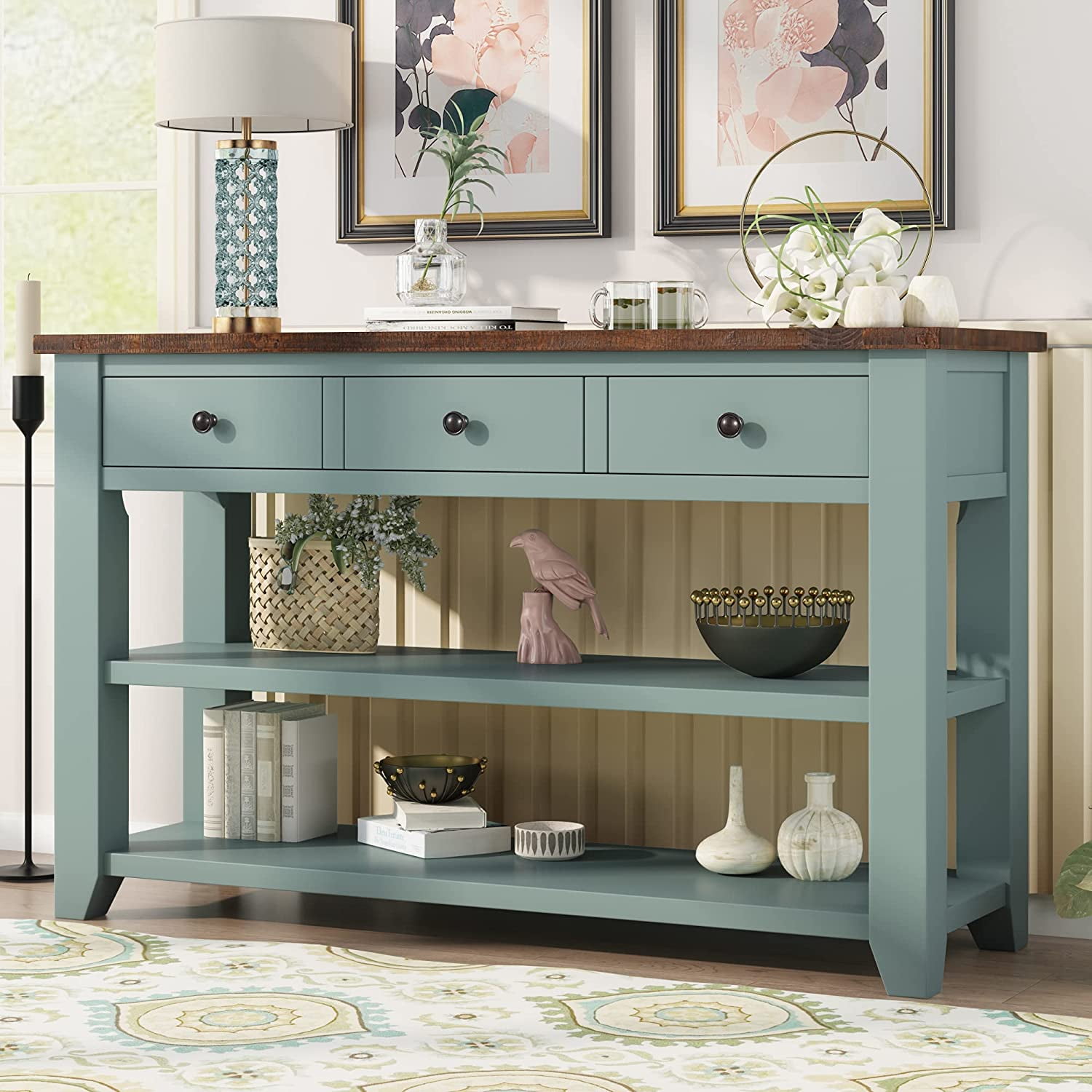 AngLink 48'' Solid Wood Console Table, Modern Entryway Sofa Side Table ...
