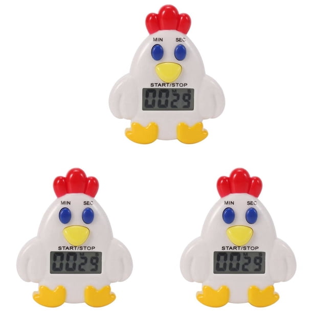 Temporizador con alarma para gallinas, con clip y cuenta regresiva digital LCD de 99 minutos y 59 segundos para cocina, 3 unidades