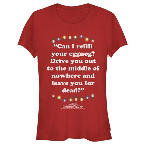Junior's National Lampoon's Christmas Vacation Leave You for Dead Quote Graphic Tee Red Medium