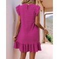 thumbnail image 6 of Summer Dresses for Women Round Neck Cap Sleeve Ruffle Hem Casual Smock Mini Dress Rose Red L, 6 of 7