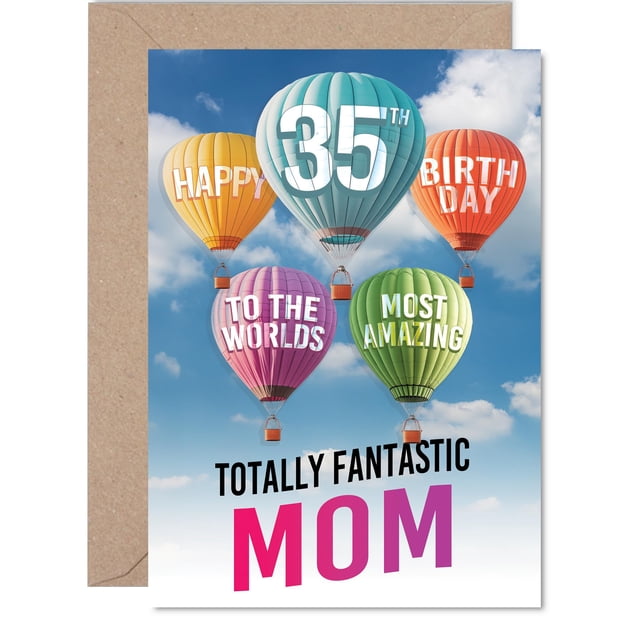 Tarjeta de felicitación Giftzie Mom para cumpleaños número 35, diseño de globo aerostático