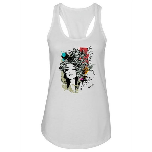 Girl With Decorative Hair. Tank Women -Image by Shutterstock, Female XX-Large