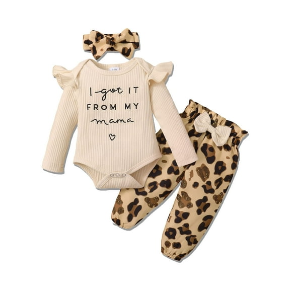 WESIDOM Newborn Baby Girl Clothes Infant Toddler Outfits Long Sleeve Ruffle Romper Pants Headband 3pcs