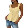 thumbnail image 4 of Womens Peplum Tank Tops Drawstring Ruched Babydoll Sleeveless Shirts Casual Eyelet Going Out Camisole, 4 of 6