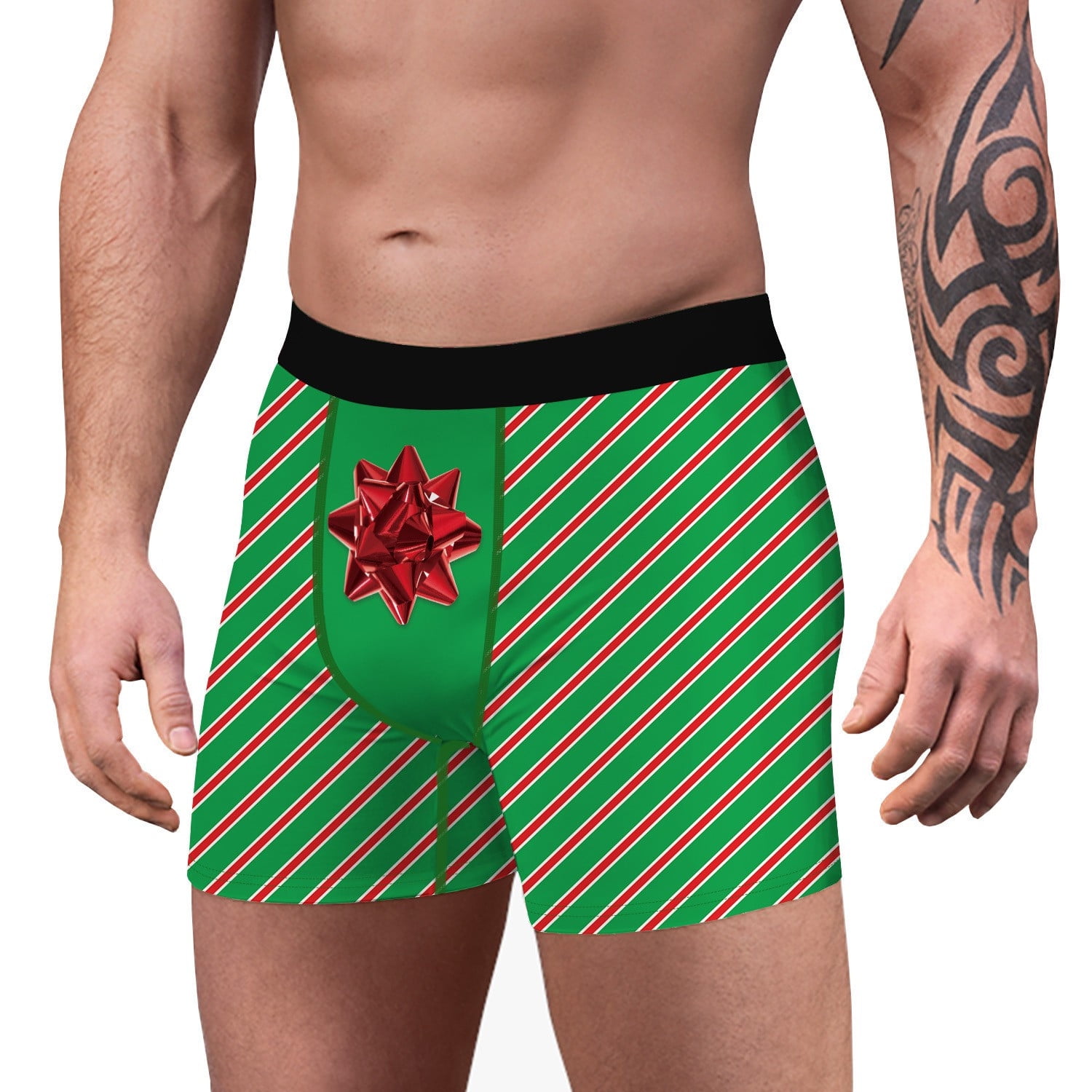 ZZXXB Xmas Flamingo Candy Cane Mens Boxer Briefs Breathable Underwear Fly  Front With Pouch Small Green at  Men's Clothing store