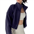 thumbnail image 3 of Chaqueta Corta de para Mujer con Dobladillo con Cordón Azul Marino S, 3 of 6