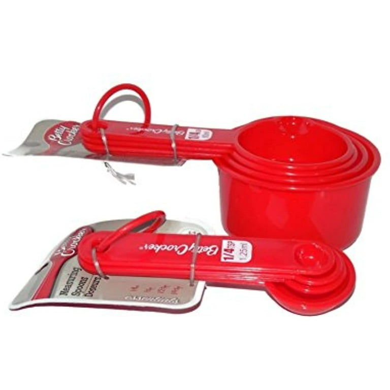 Betty Crocker Measuring Cups & Spoons Red Plastic 8 PC Set 